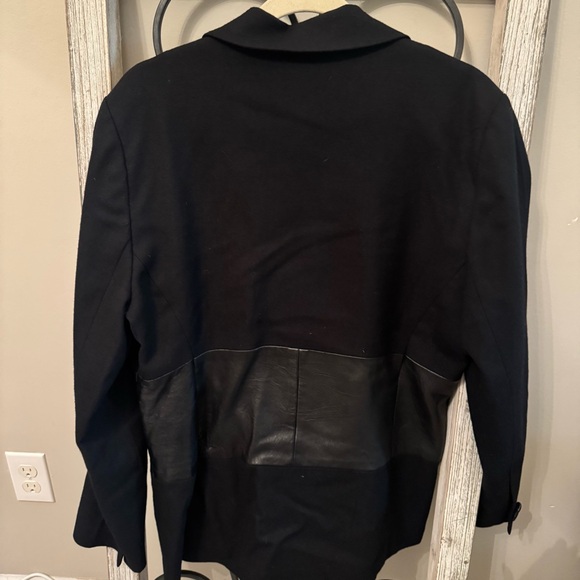 Focus 2000 Wool Jacket With Faux Leather Trim Black Vintage Size 14 - Picture 3 of 9